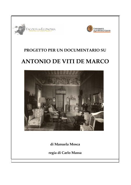 Progetto per un documentario su Antonio de Viti de Marco - DSEMS