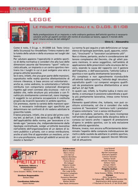 "Sport in Piemonte" Ago - CONI Piemonte