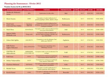 Planning des Soutenances - Février 2012 - institut des arts ...