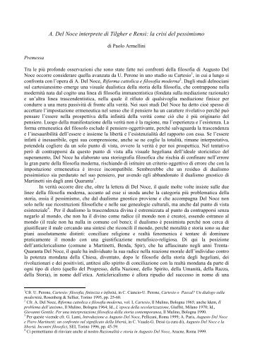 A. Del Noce interprete di Tilgher e Rensi: la crisi del ... - PoliticaMente