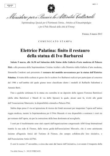 Elettrice Palatina: finito il restauro della statua di Ivo Barbaresi