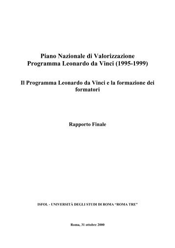 Piano Nazionale di Valorizzazione Programma Leonardo da Vinci ...