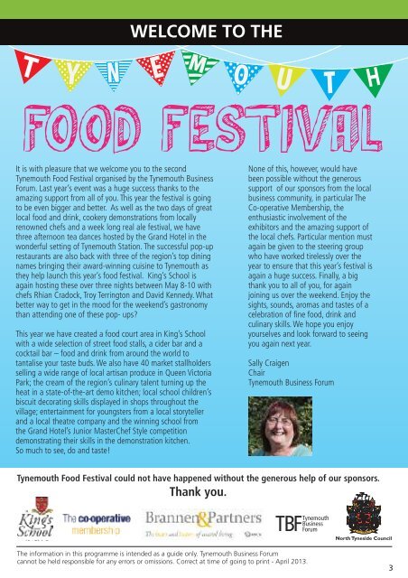 Download the Programme - Tynemouth Food Festival