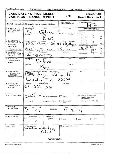 CANDIDATE I OFFICEHOLDER - Travis County, Texas