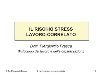 il rischio stress lavoro-correlato - Duemilauno Agenzia Sociale