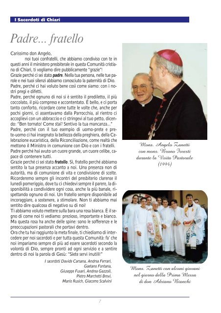 Mons. Angelo Zanetti - Parrocchia di Chiari