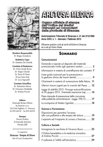 A. Medica 1-13.pdf - Ordine dei Medici Chirurghi ed Odontoiatri di ...