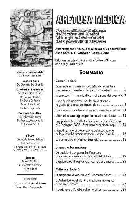 A. Medica 1-13.pdf - Ordine dei Medici Chirurghi ed Odontoiatri di ...