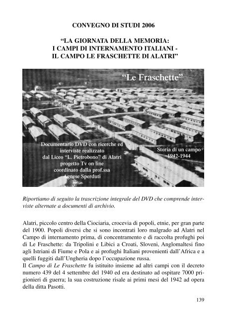 LE FRASCHETTE - Associazione Partigiani Cristiani