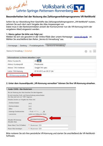 Umstelleitfaden VR-Kennung für VR-NetWorld-Software