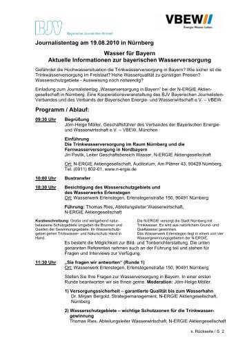 Journalistentag am 19.08.2010 in Nürnberg Wasser für ... - VBEW