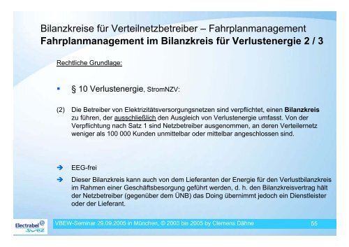 Bilanzkreis- und Fahrplanmanagement vor dem ... - VBEW