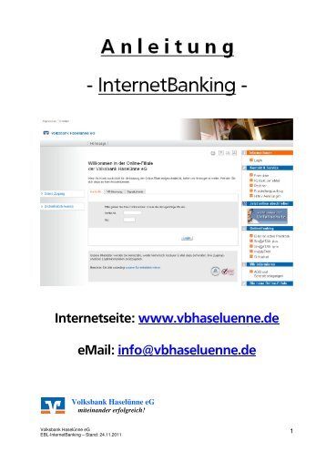 Anleitung InternetBanking (PDF) - Volksbank Haselünne eG