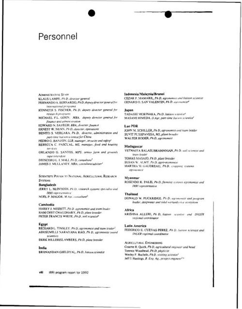 IRRI Staff Listings, 1961-2005 - cgiar