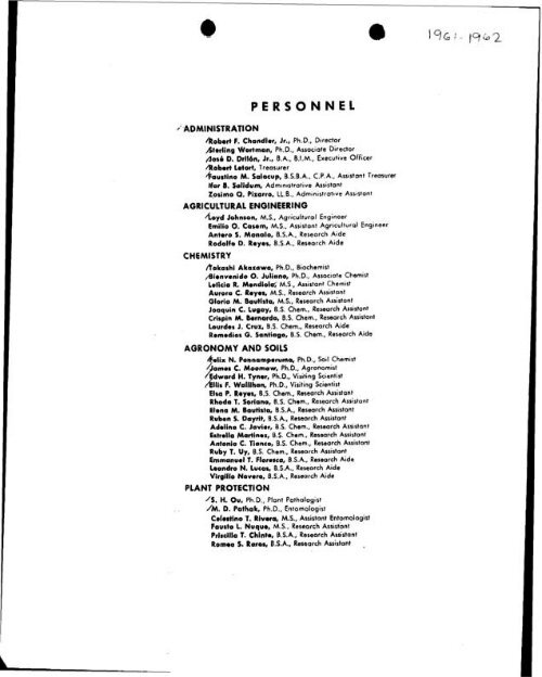 IRRI Staff Listings, 1961-2005 - cgiar