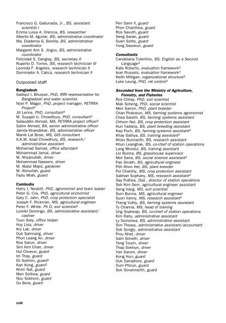 IRRI Staff Listings, 1961-2005 - cgiar