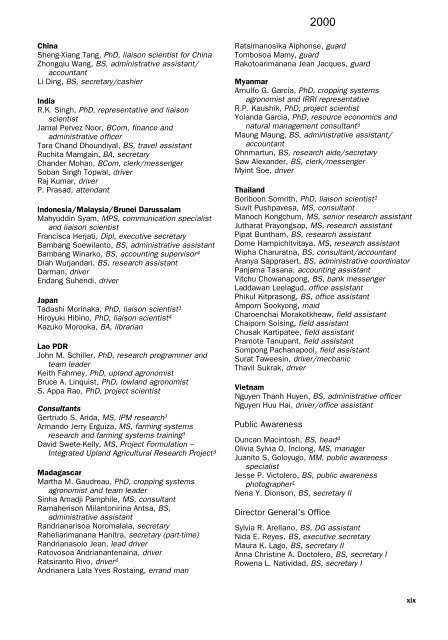 IRRI Staff Listings, 1961-2005 - cgiar