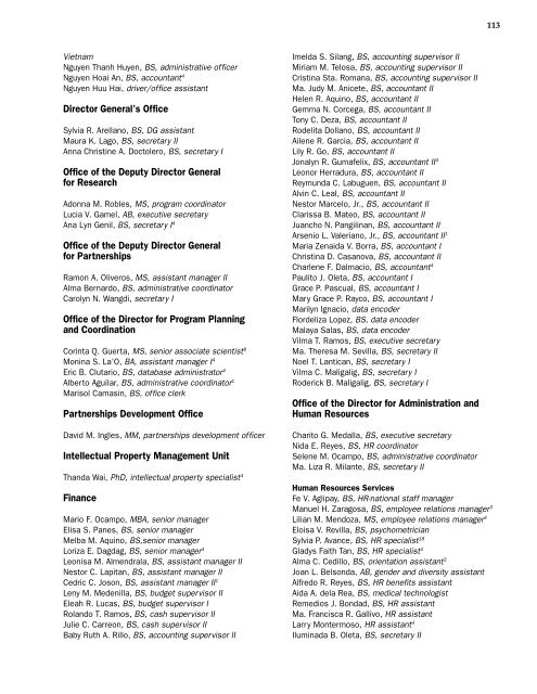 IRRI Staff Listings, 1961-2005 - cgiar