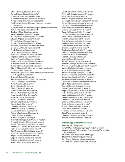 IRRI Staff Listings, 1961-2005 - cgiar