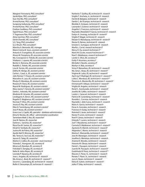 IRRI Staff Listings, 1961-2005 - cgiar