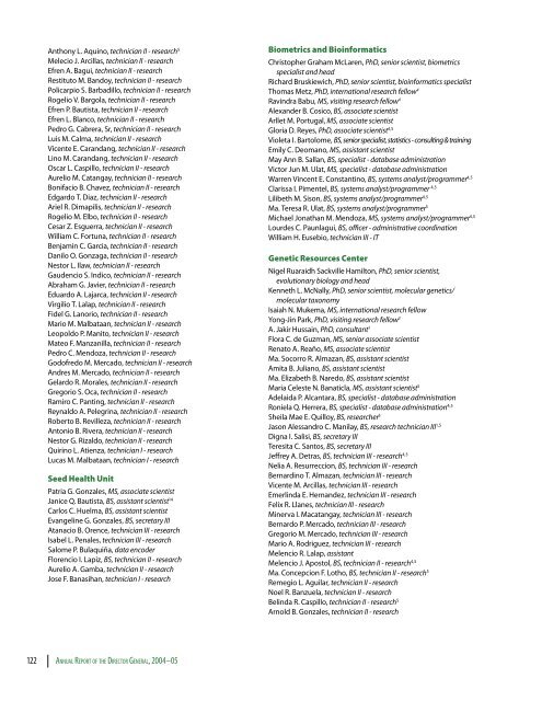 IRRI Staff Listings, 1961-2005 - cgiar