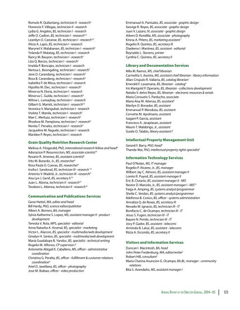 IRRI Staff Listings, 1961-2005 - cgiar