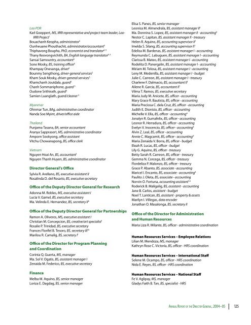 IRRI Staff Listings, 1961-2005 - cgiar