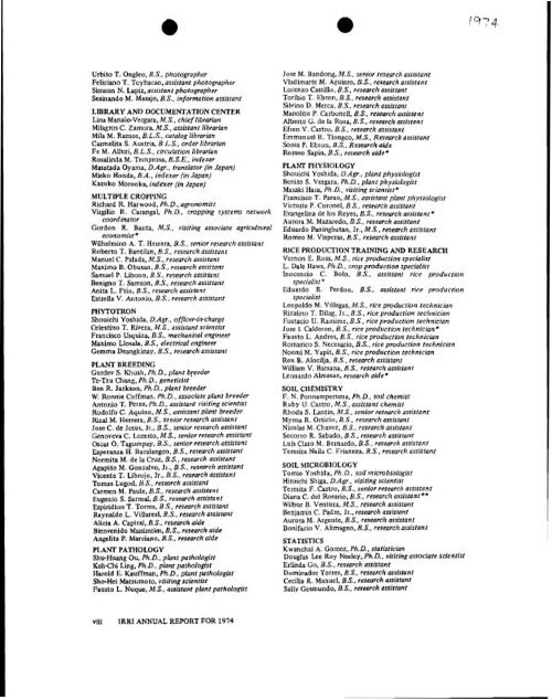 IRRI Staff Listings, 1961-2005 - cgiar