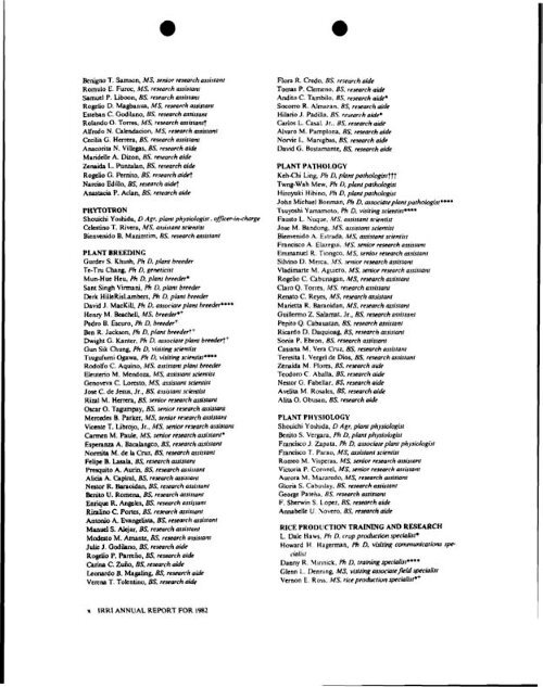 IRRI Staff Listings, 1961-2005 - cgiar