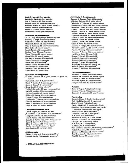 IRRI Staff Listings, 1961-2005 - cgiar