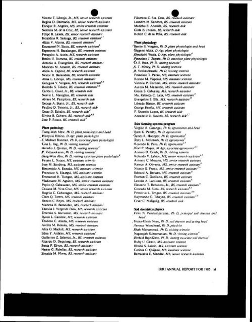 IRRI Staff Listings, 1961-2005 - cgiar