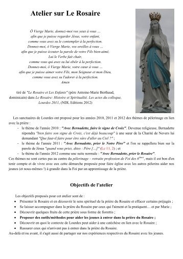 Atelier sur Le Rosaire - Diocèse d'Avignon
