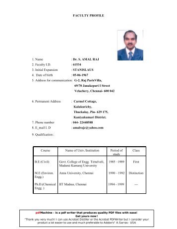 Dr. S. AMAL RAJ 2. Faculty ID - Anna University