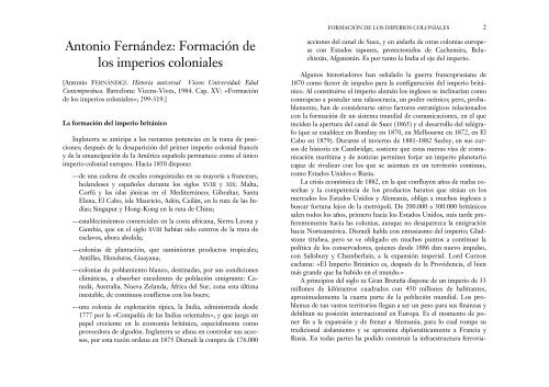 Antonio Fernández: Formación de los imperios coloniales