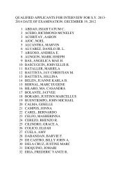 QUALIFIED APPLICANTS FOR INTERVIEW FOR S.Y. 2013- 2014 1 ...