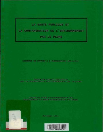 la santé publique et la contamination de l'environnement par le plomb