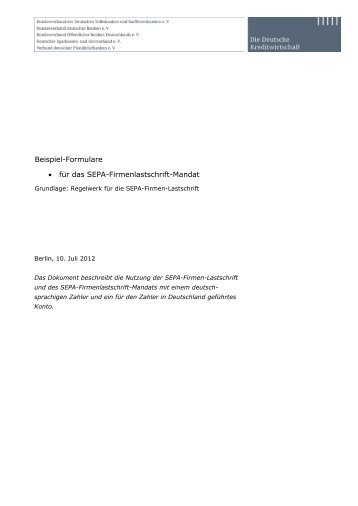 Muster für SEPA-Firmenlastschrift-Mandate