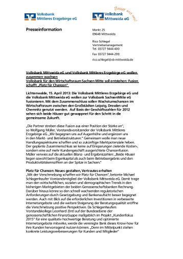 Presseinformation (PDF) - Volksbank Mittweida eG
