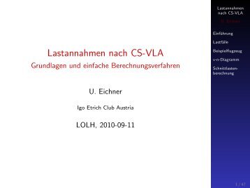 Lastannahmen nach CS-VLA - Igo Etrich Club Österreich