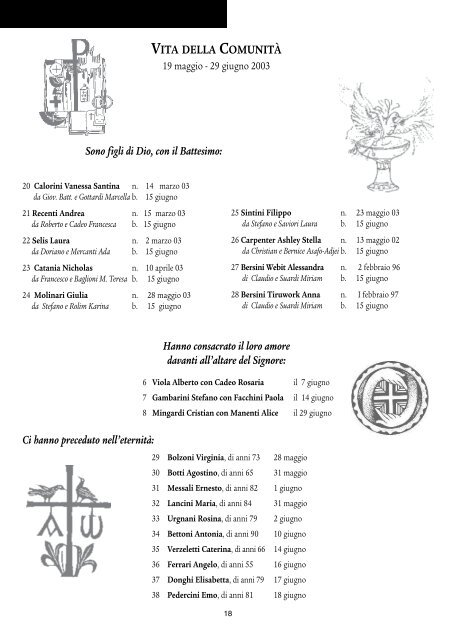 Periodico della Comunità Parrocchiale di Coccaglio - Anno 2003, n° 4