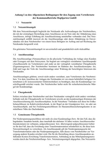 Allgemeine Netzzugangsbestimmungen - Kommunalbetriebe ...