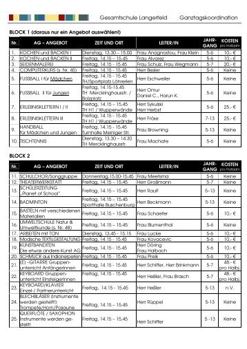 Gesamtschule Langerfeld Ganztagskoordination