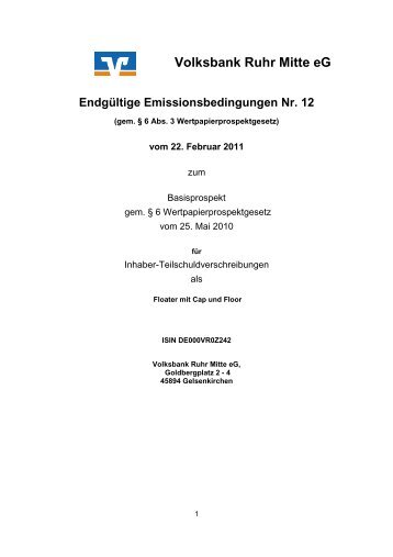 Emissionsbedingungen IHS - VR0Z24 (PDF-Datei) - Volksbank Ruhr ...