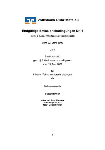 Emissionsbedingungen IHS - VR0ASS (PDF-Datei) - Volksbank Ruhr ...