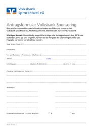 Antrag Sponsoring - Volksbank Sprockhövel eG