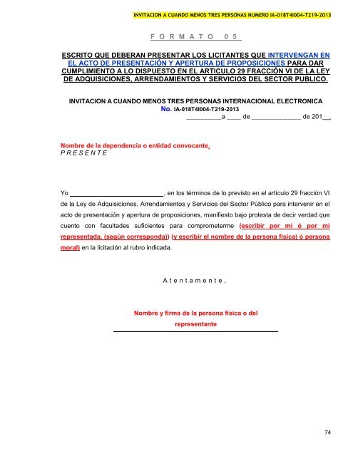 modelo de convocatoria a la licitacion publica nacional - PEMEX