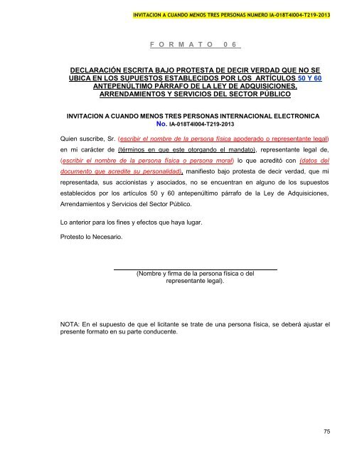 modelo de convocatoria a la licitacion publica nacional - PEMEX