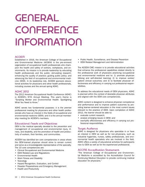 conference program - American College of Occupational and ...