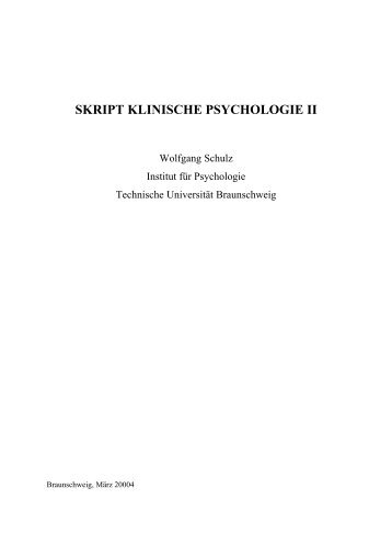skript klinische psychologie ii - Technische Universität Braunschweig