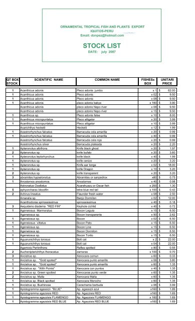 STOCK LIST - acuariodonpez.com